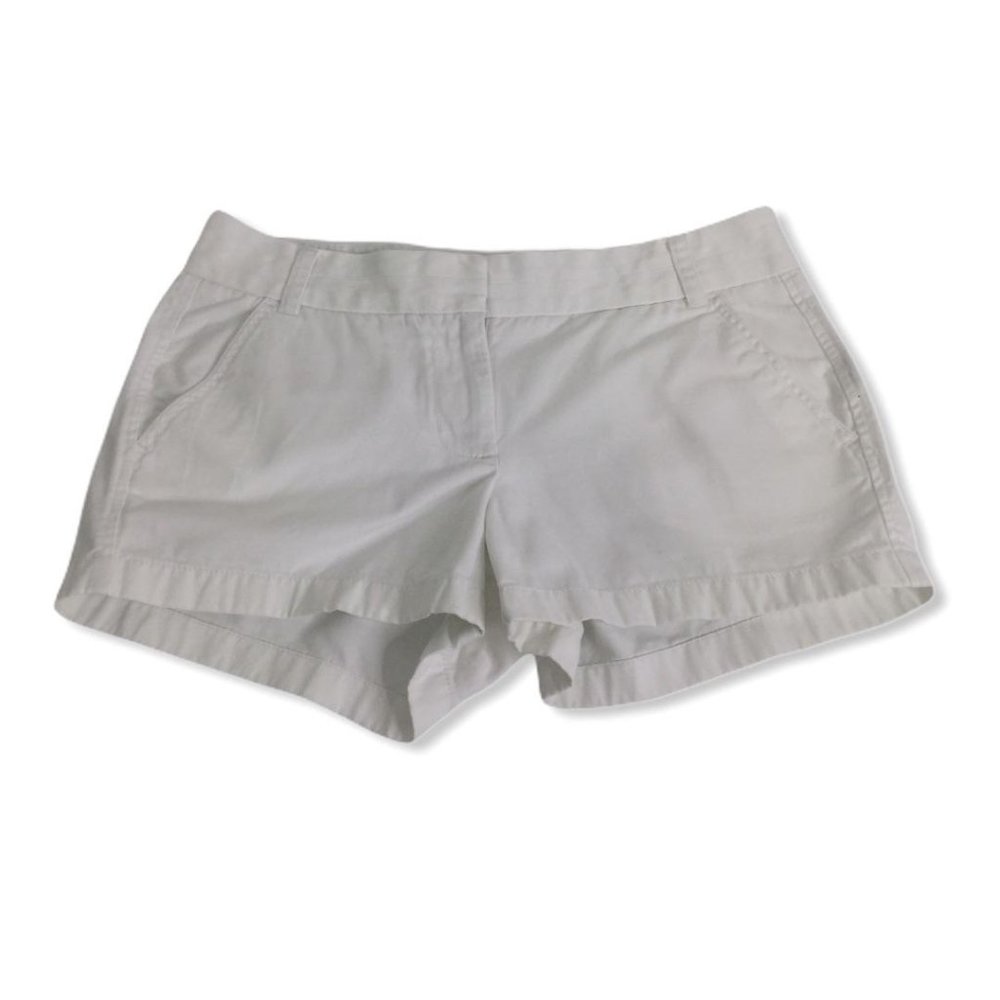 J Crew Twill White Chino Shorts 4 Mid Rise